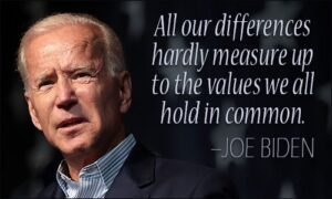 A picture of joe biden with quote about his political philosophy.